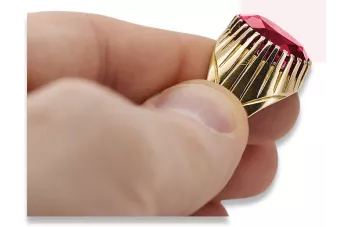 Винтидж крафт Пръстен Рубин 14K жълто злато vrc048y